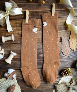 جوراب بلند بچگانه خرسی شکلاتی